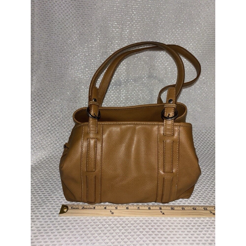 Vintage Tommy Hilfiger light Brown Shoulder Bag Red Lined Magnetic Buckle Silver